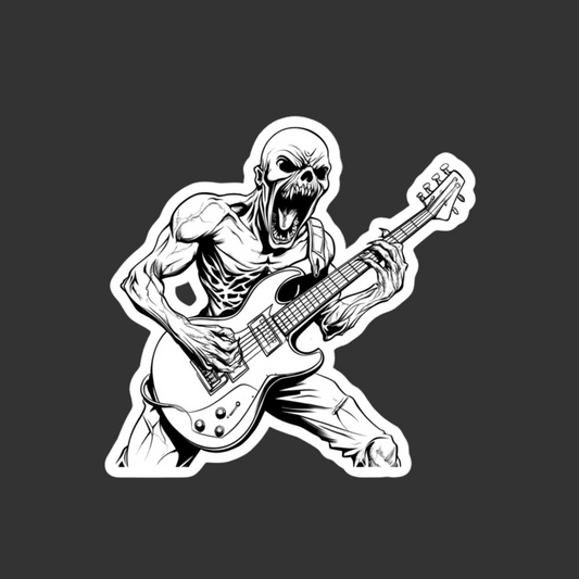 Skeleton Guitarist Sticker – Riffs from the Grave