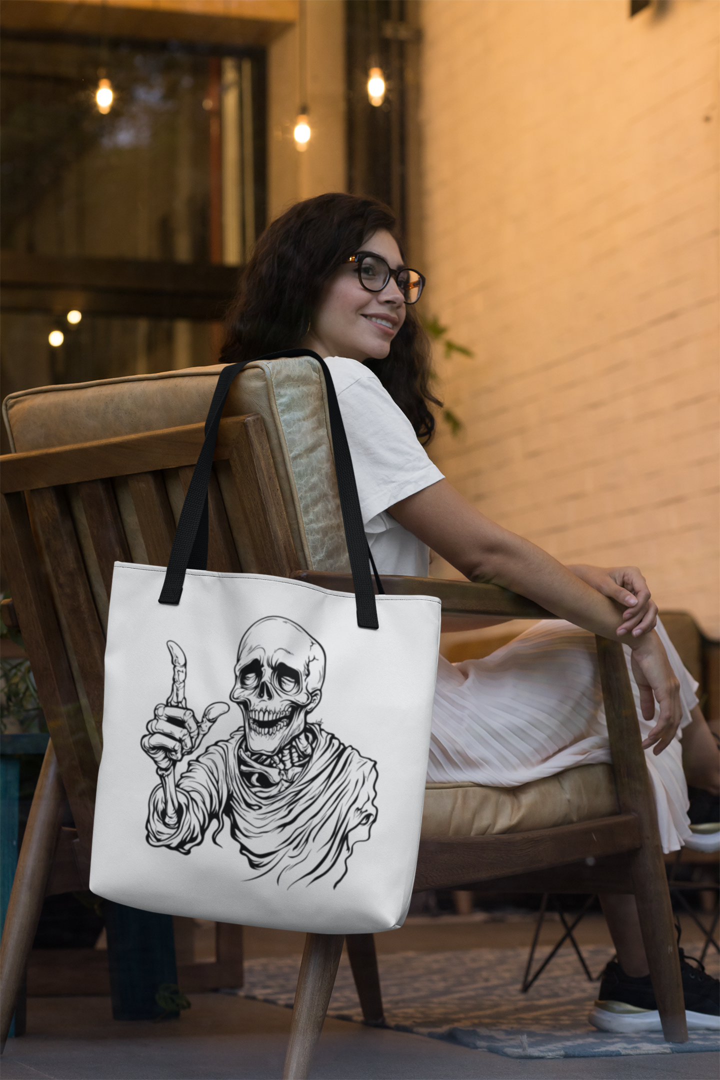 Bonehead Tote Bag – Inky Misfits Carry-All Skeleton Tote