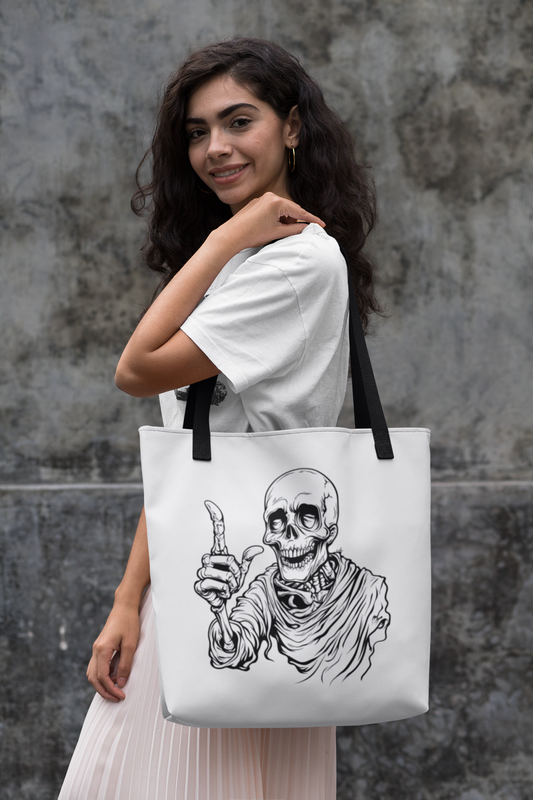 Bonehead Tote Bag – Inky Misfits Carry-All Skeleton Tote