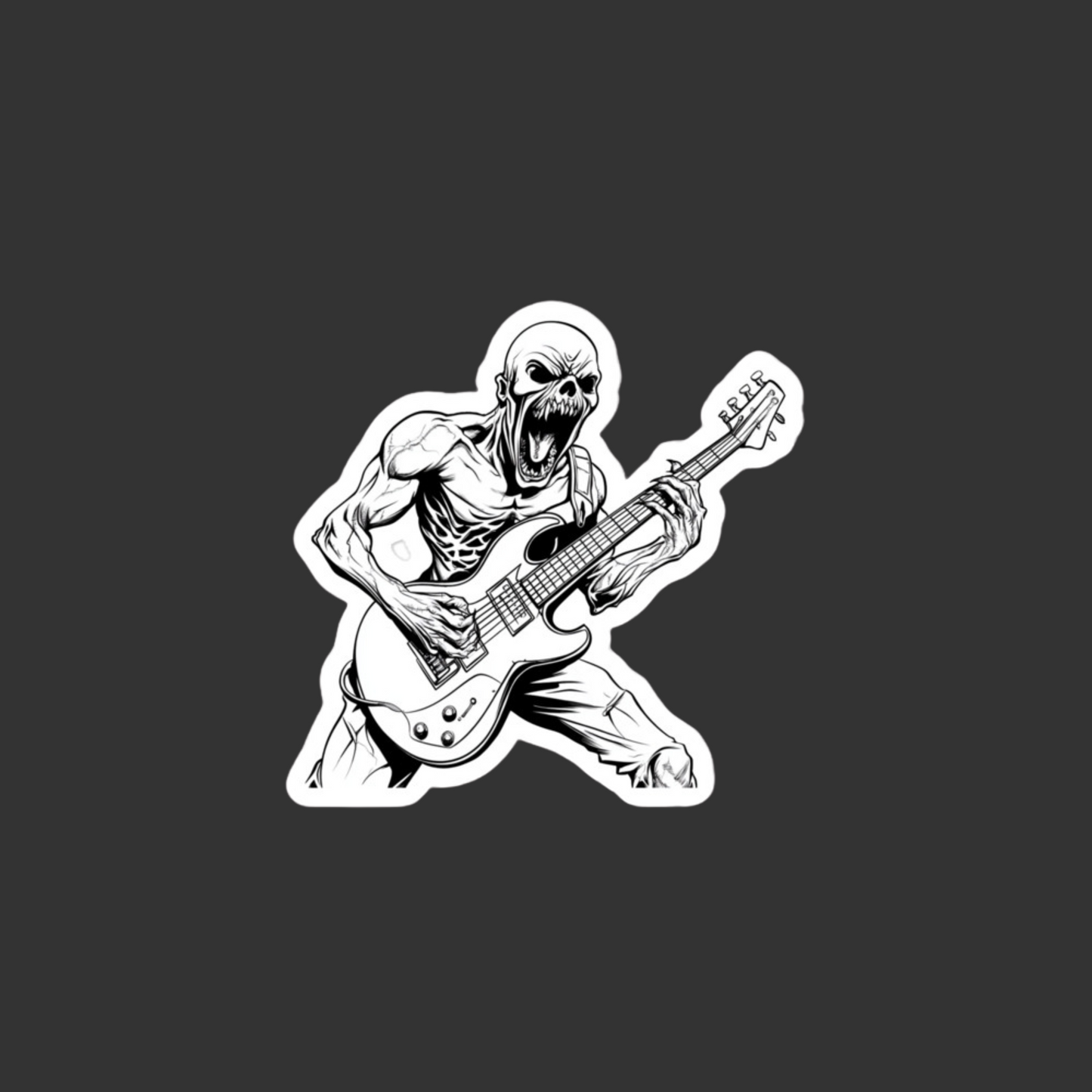 Skeleton Guitarist Sticker – Riffs from the Grave