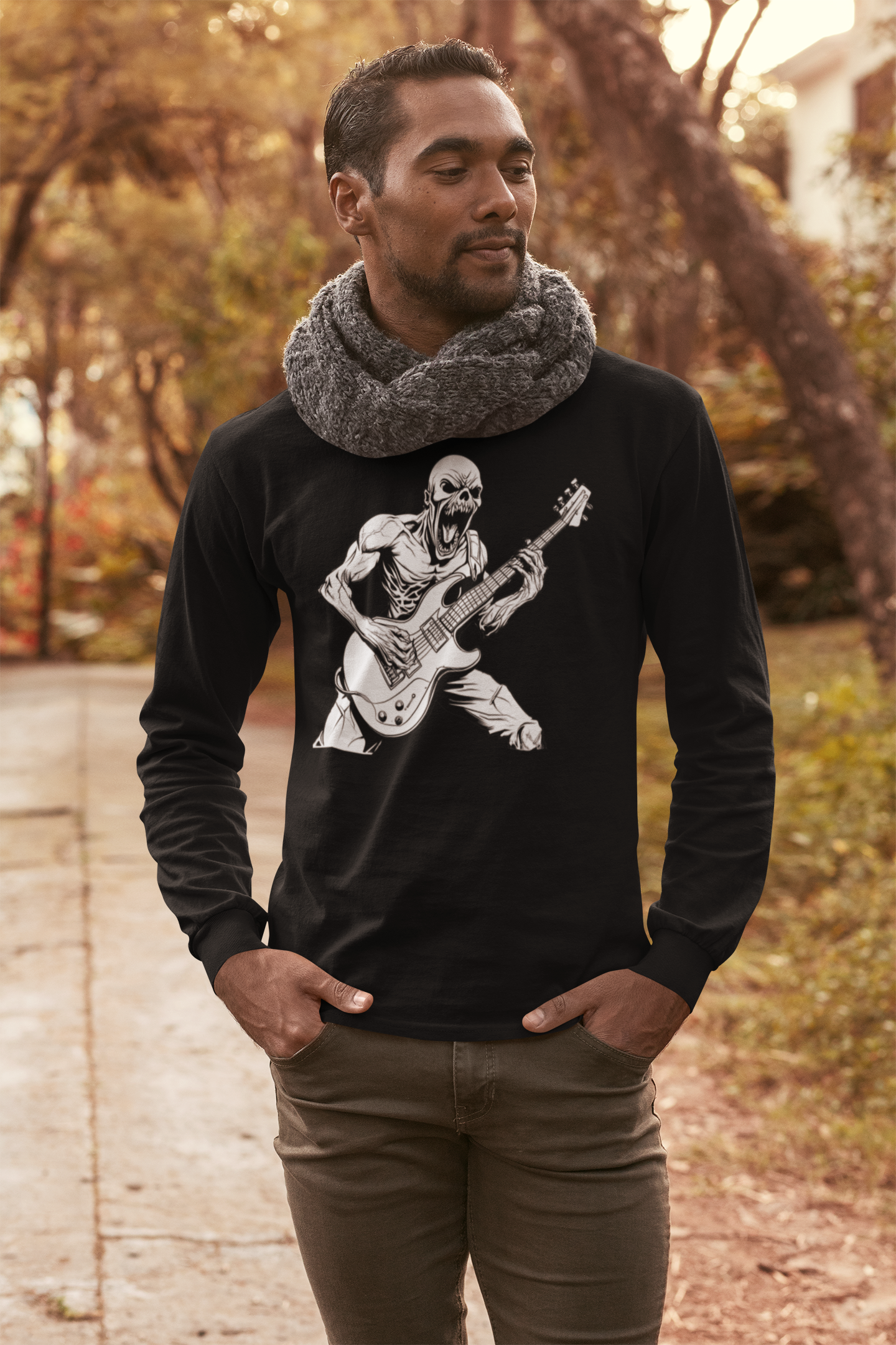 Skeleton Guitarist Long Sleeve – Riffs from the Grave
