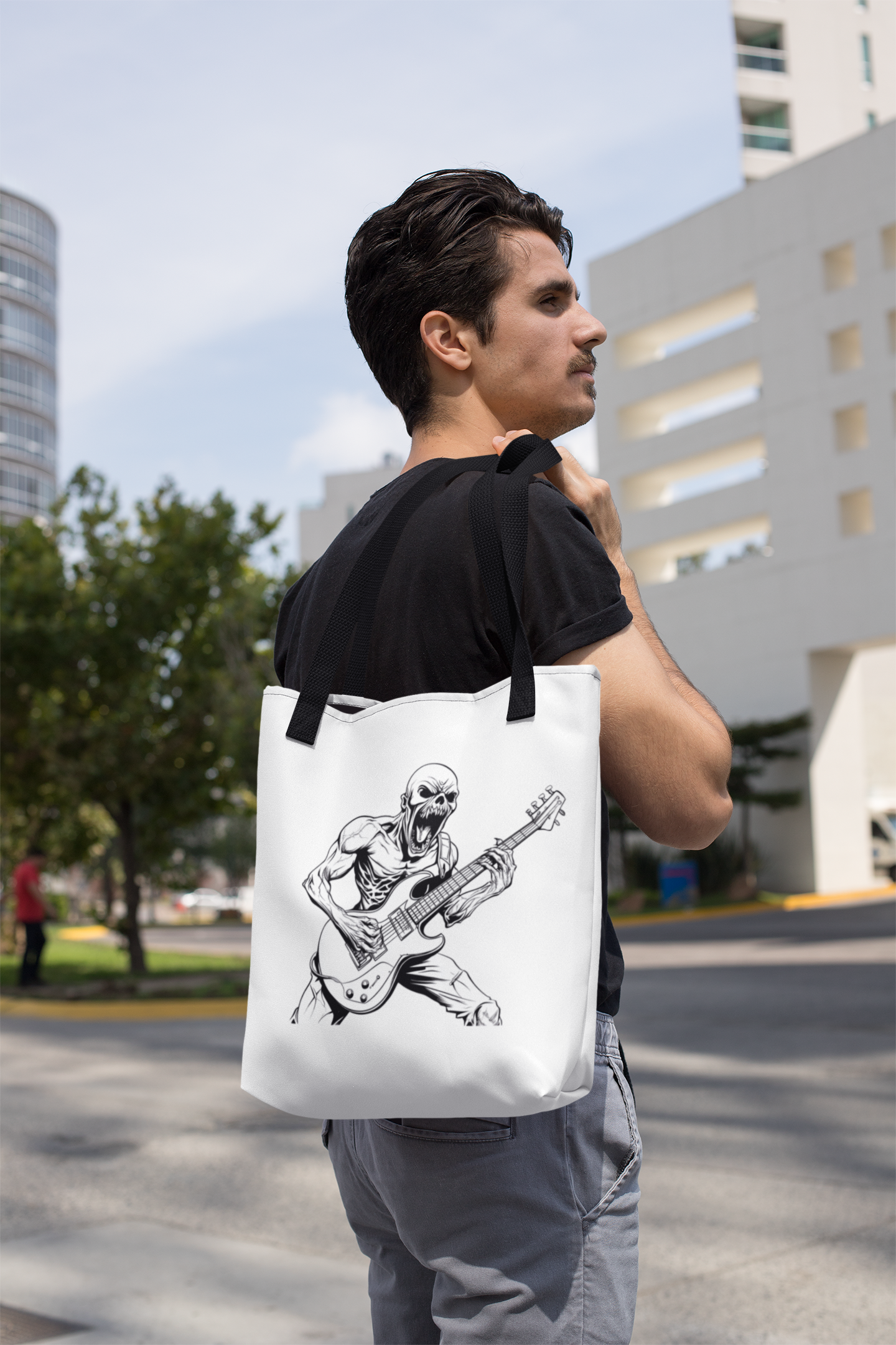 Skeleton Guitarist Tote – Riffs from the Grave