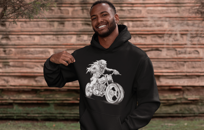 Skeleton Biker Hoodie – Burn Rubber, Not Flesh