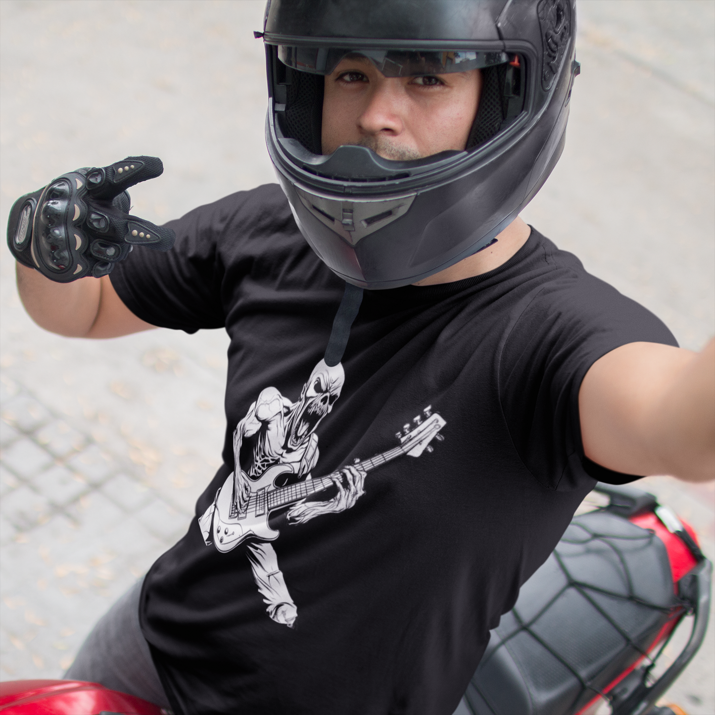 Skeleton Guitarist Tee – Riffs from the Grave